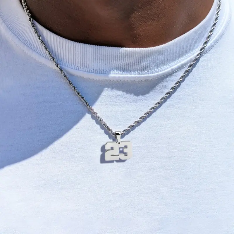 Creative Single Layer Stainless Steel Twisted Chain Number 0-49 Pendant Necklace, Casual Daily Wear Jewelry Accessory for Couples, Fashion Necklace, Casual Style Necklaces, Men Jewelry