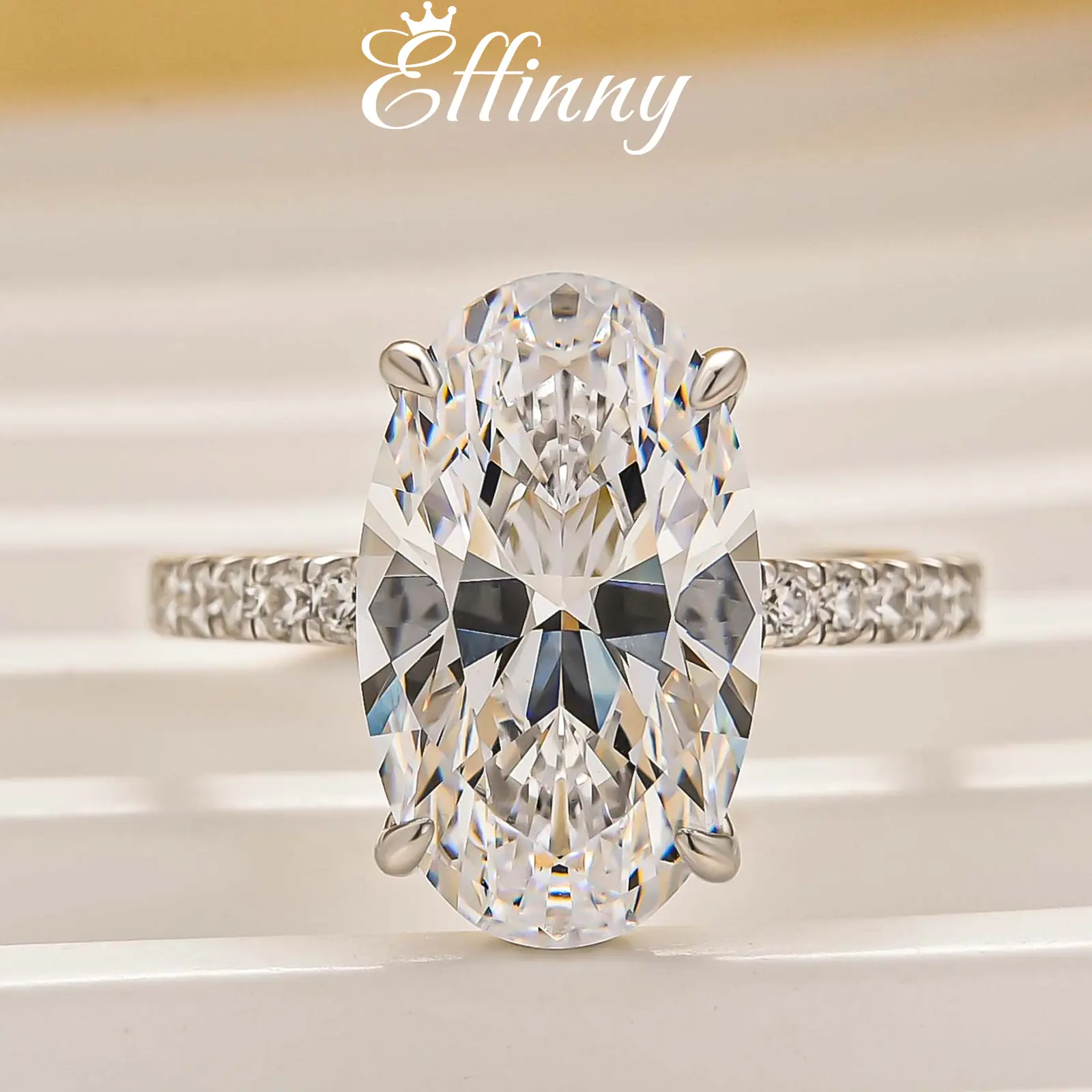 Effinny Jewelry 7.0ct Oval Cut Engagement Ring, 925 Sterling Silver Promise Ring, 5A Cubic Zirconia Women's Ring for Travel, Wedding,, Engagement Ring Set, Wedding Anniversary Ring