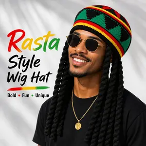 Rasta Wig Hat for Men & Women, Dreadlock Beanie Cap, Funny Party Costume Hat for Festival, Carnival & Beach, Party Ready, Stand Out, Knit Beanie Hat