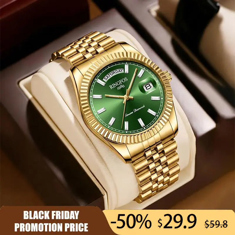 Men's Swiss Luxury Quartz Accurate 40mm Round Dial Black Metal Wrist Watch - Stainless Steel Body, Steel Outer, Durable, Date Calendar, Glow Hands, Clasp Closure, Battery-Powered, Business & Casual Wear Fashion Sports Timepiece, Solid Face