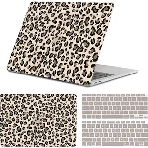 Compatible with MacBook Air 13 inch Case,2020 2019 2018 Release,(A2337 M1 A2179 A1932),with Touch ID and 2 Pack Keyboard Protectors,Laptop Plastic Hard Shell(Grey Leopard Print)