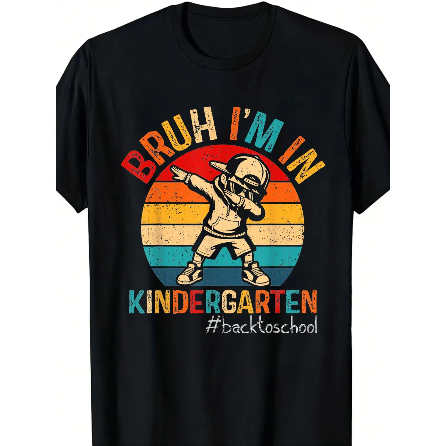Bruh I'M in Kindergarten Dabbing Boy First Day of School T-Shirt for Boys Fashion Trend Bottoming Shirt Breathable, Casual Comfortable Top Streetwear Fashion Casual Summer Tee Crew Neck Short Sleeve T-Shirt Best Gift for Boy Girl