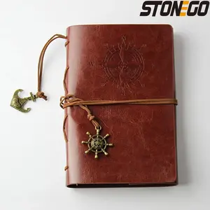 STONEGO Spiral Notebook - Vintage Antique Pirate Anchor PU Leather Journal with A6 Pages & Sturdy Spiral Binding for Writing & Sketching