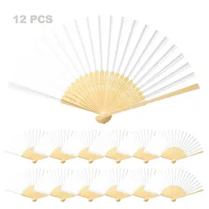 12pcs Paper Hand Fans, 8.3 Inch Foldable Handheld Fans for Wedding Favors, Party Decorations, Bridal Shower, Baby Shower, Summer Cooling, Decoration Fan