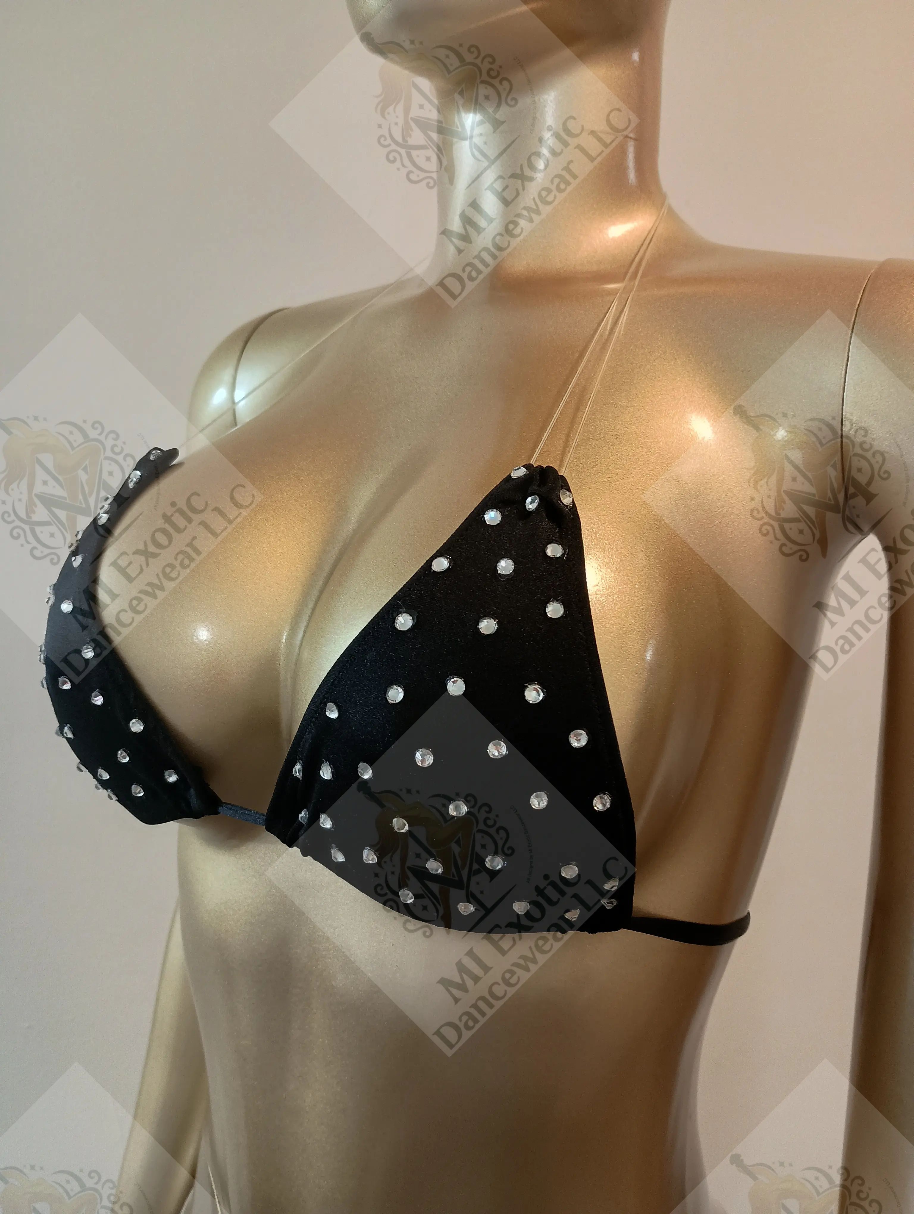 Micro Bikini Top with Clear Cord and Clear Crystals