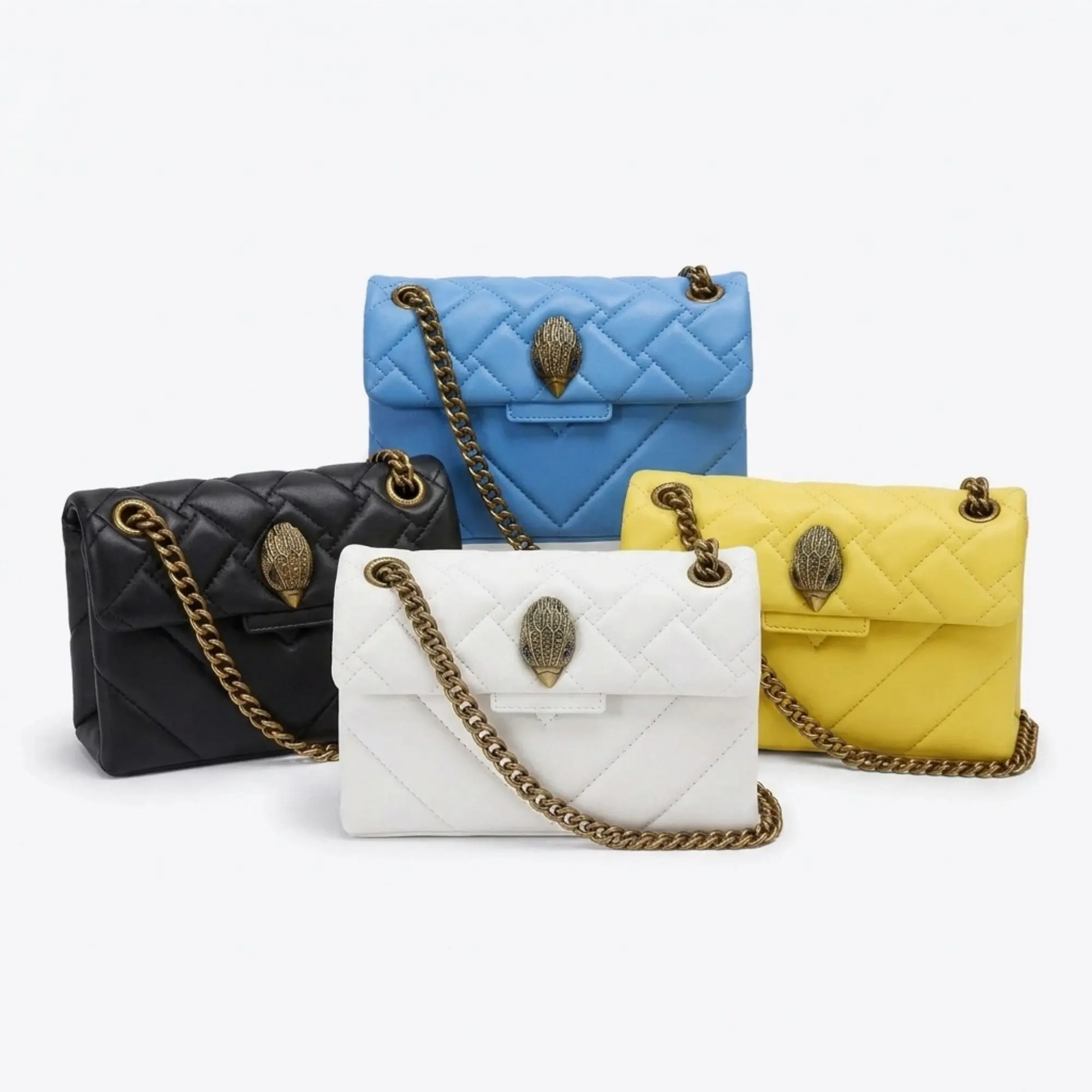 Kurt Geiger London Kensington Quilted Leather Shoulder Bag, Luxury Fashion Handbag, Designer Style Purse, Women's Mini Crossbody Bag, Elegant Quilted Shoulder Purse