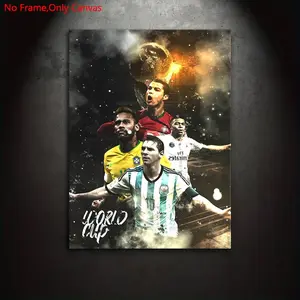 1 piece/set frameless canvas painting print poster,Classic Collage Digital pop art,world Superstar Messi Ronaldo Neymar Mbappe,perfect gift for football lovers,ideal gift for bedroom,living room,dorm hallway,office,mural,wall decoration,room decoration