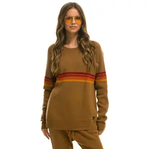 RAINBOW STRIPE 4 UNISEX CASHMERE SWEATER - BUTTERSCOTCH RAINBOW STRIPE 4 UNISEX CASHMERE SWEATER - BUTTERSCOTCH