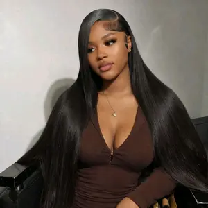 Silk Straight Human Hair Wig. 13x6 and 13x4 Transparent Lace, full frontal, Pre-Plucked and Pre-Cut 200% Density wig. Comes with an Adjustable Straps for a Glueless Natural Look.