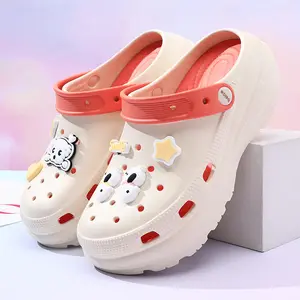 Women's Pink Cute Cartoon Decorated Clogs, Casual Comfortable Non slip Clogs for Indoor Outdoor Wear, All match Clogs for Daily Wear, Walking Shoes, Breathable Slippers Sandals, Thick Sole Slippers arch support clog comfortable mule