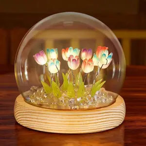 Tulip Night Light Colorful Table Lamp Romantic Tulip Ambient Light Handmade LED Bedroom Lamp Simulation Flower Light for Lovers & Friends Birthday Christmas Gifts