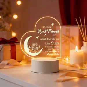 1pc Friend Gifts For Women Birthday Mother's Day For Female Friend Teen Friendship Lamps Engraved Night Light For Friend