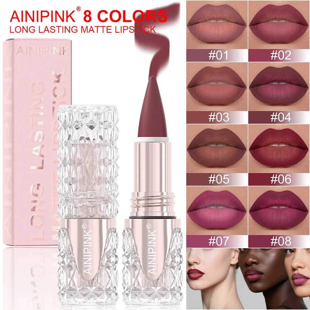 AINIPINK Matte Lipstick Set, Long Lasting Transfer Proof Velvet Cream Lip Crayon, Nude Red Brown Neutral Lip Makeup Kit, Non-Drying Full Coverage Viral TikTok Lip Cosmetic Gift Set for All Skin Tones
