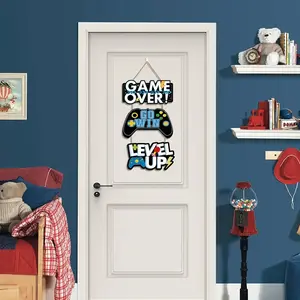 3-Piece Wooden Hanging Decor Set, Classic Gaming Theme Wall Art, Wall Decoration, Perfect for Bedroom & Living Room, Ideal Gift for Gamers