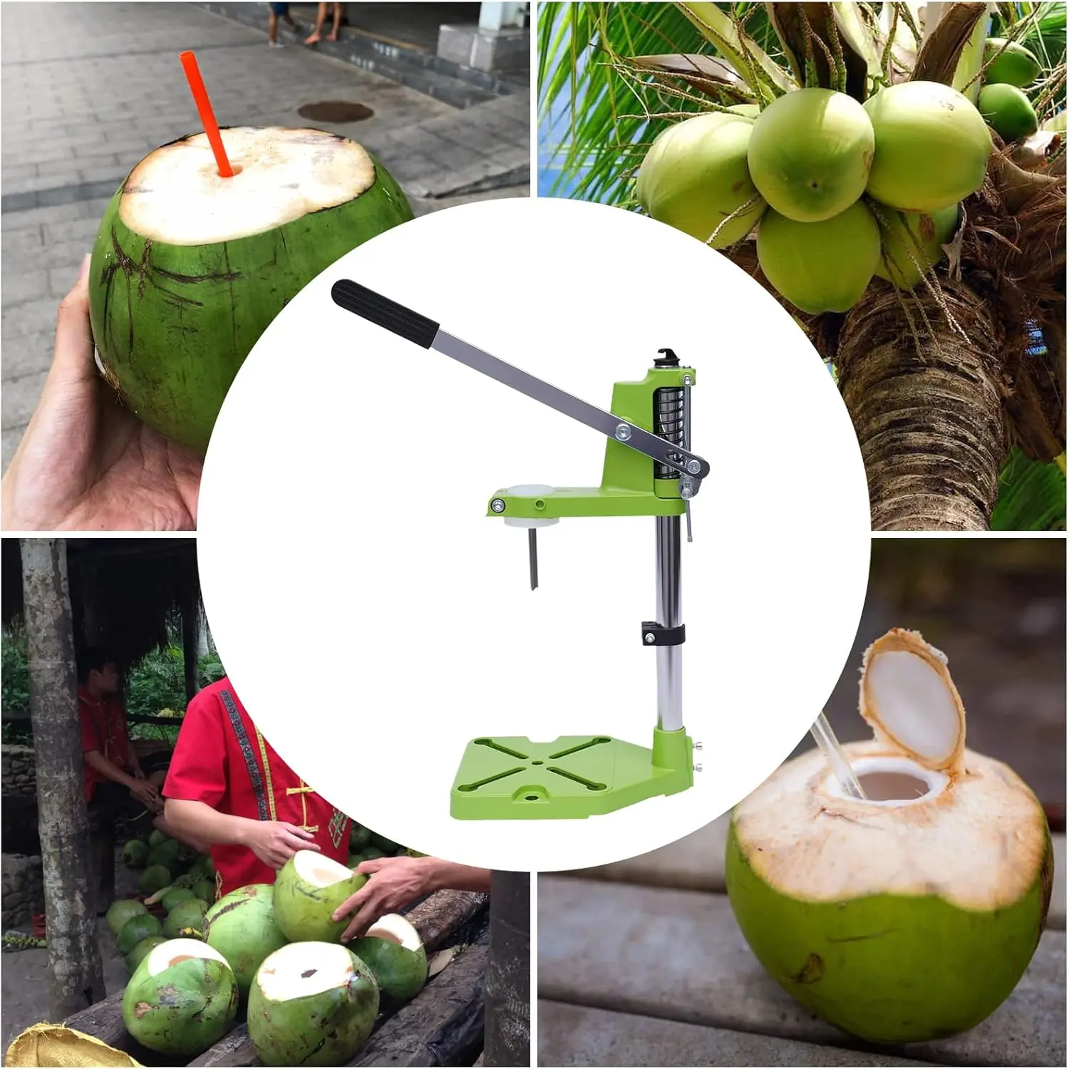 Coconut opener Vertical Coconut Opener Tool Hole Drill Tool Fruit shop Manual Coconut Opening Machine Green Kitchen Utensils