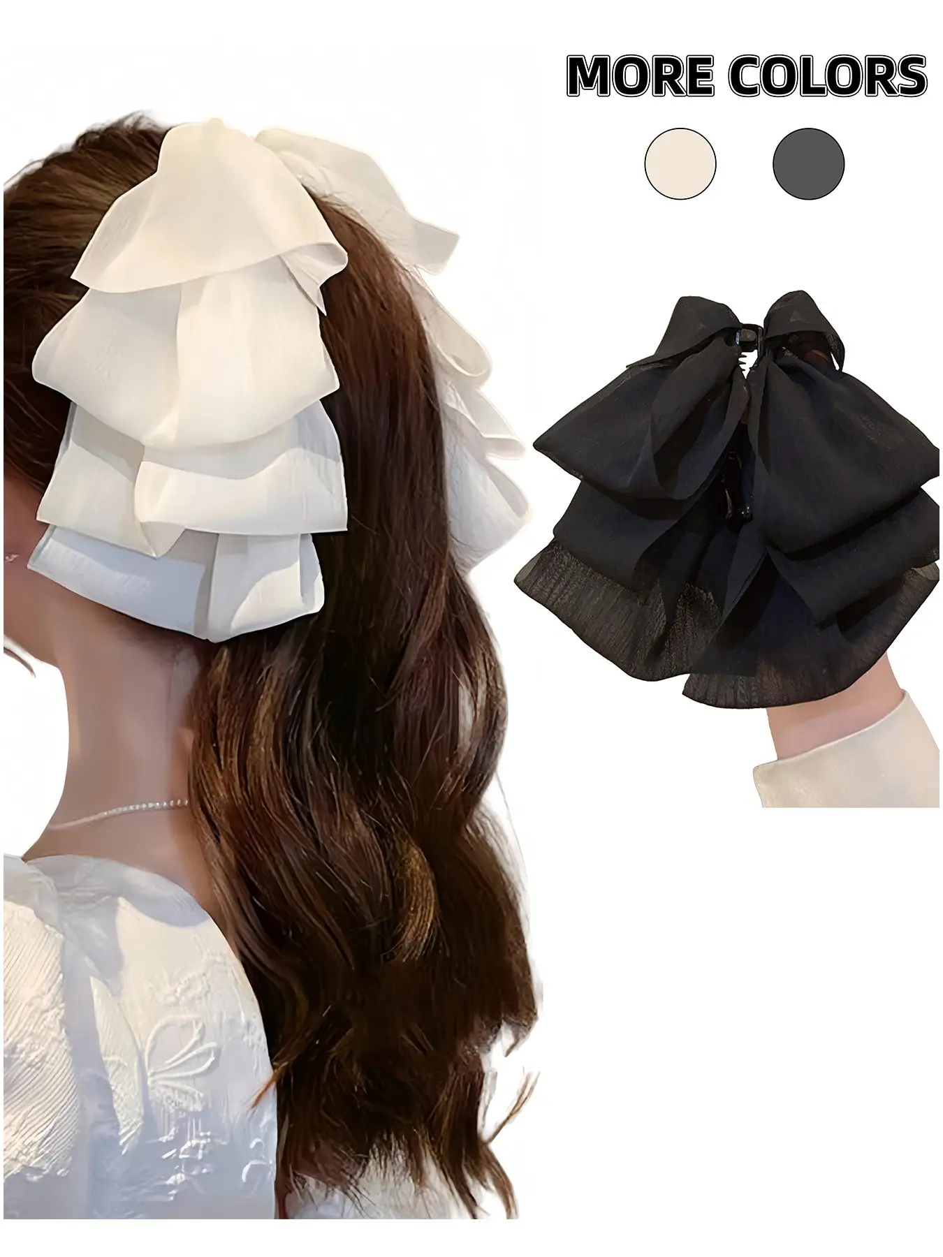 Elegant Sweet Chiffon Bow Design Banana Clip Hair Clips, Back Bun Ponytail Holder, Secure Hold, Suitable for Daily Party Styling, Versatile Usage, Fashion Accessories Daily Use