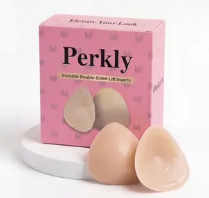 Perkly Double-Sided Sticky Bra Inserts, Instant Lift & Push Up Pads - Reusable Water Resistant Adhesive Inserts for Bikinis, Swimwear, Dresses & Sports Bras, Sweatproof Outfit Enhancer (Boosts up to 2 Cup Sizes)