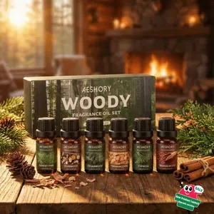 Cozy Forest Woody Essential Oils Set (6x10ml) - for Candle Making & Diffuser | Sandalwood, Cedarwood & Pine