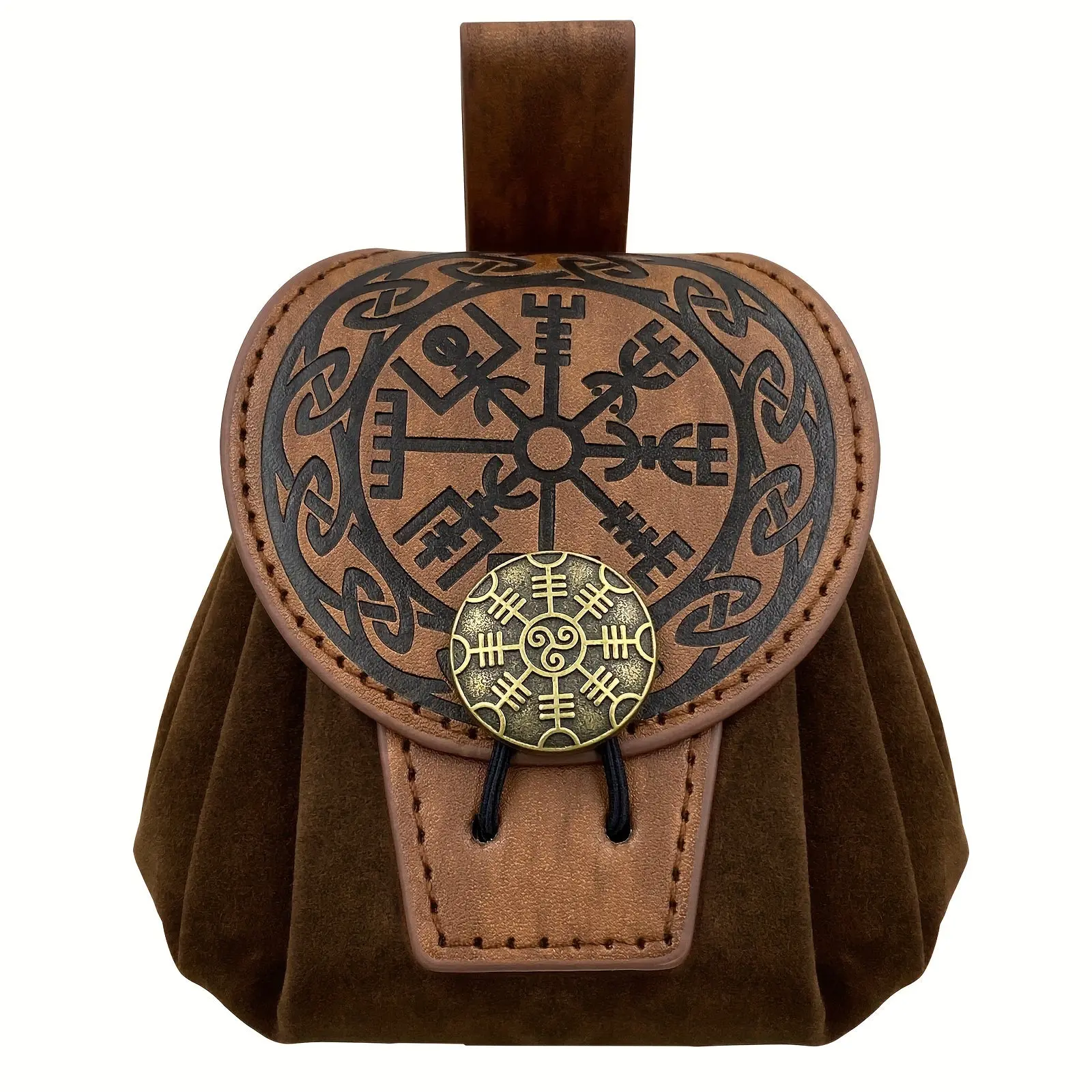 HiiFeuer Medieval Embossed Belt Bag - Faux Leather, Viking, LARP, Coin & Dice Pouch, Bum Bag, Beltbag, Adjustable Waistband Bag