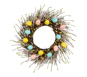 Nearly Natural 20" Easter Eggs Artificial Wreath