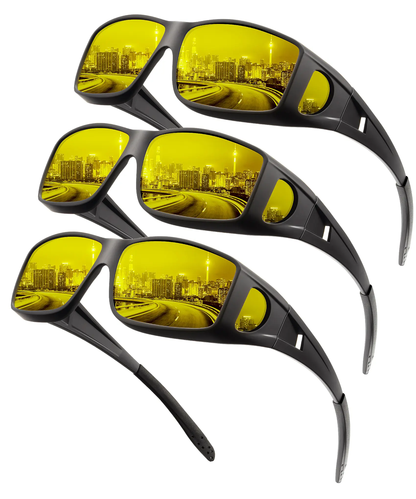 Night Vision Driving Glasses for Men and Women Can be worn over prescription glasses Anti-glare lenses with integrated wraparound design Enhances nighttime driving safety(S105)