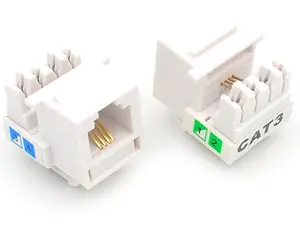 25 Pcs CAT3 RJ11 6P4C Phone Telephone Keystone Jack 110 H-Modular White CAT 3