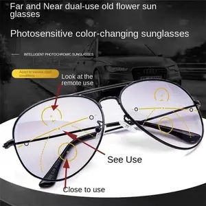 A pair of oversized full-rim reading glasses with multifocal photochromic lenses, classic and stylish design,  1.0 to  4.0, mu, convenient and comfortable