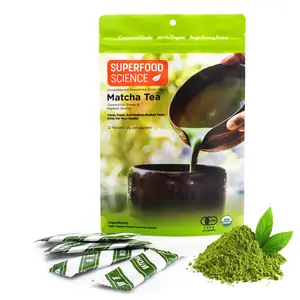 Superfood Science Ceremonial Grade Matcha Powder Packets, 12 Organic, Unsweetened Matcha from Uji, Japan for Antioxidants, Alkalizer, & Focus