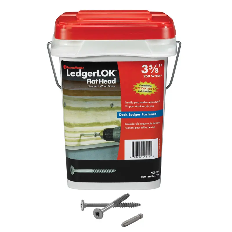 Fastenmaster Ledgerlok Structural Wood Screws Tools, No. 14 x 3.62 in. Epoxy Coated Steel, Star Flat Head, Star Drive, No Predrilling, Code Compliant for Deck Fastening, 250-Pack