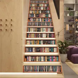 Book Pattern Stair Sticker, 13pcs/set Decoration Sticker Waterproof Self Adhesive Wall Sticker, Decorative Sticker for Home Living Room Bedroom