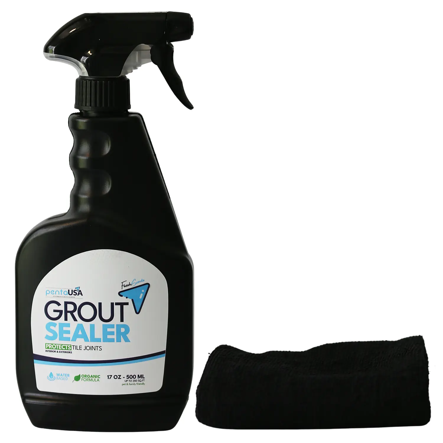 Grout Sealer 17 oz - 500 ML, Water-Based Tile Joint Protector with Microfiber Cloth - Interior & Exterior