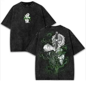 Shinazugawa Sanemi Wind Hashira v2 Demon Slayer Kimetsu No Yaiba Anime Double Printed Acid Washed Menswear graphic tee fantasy streetwear unisex merch Casual Top Distressed Festive Perfect Summer Gift
