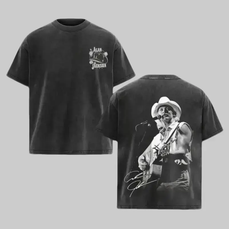 Vintage Alan Jackson Mineral Wash Graphic T-Shirt Retro 90s Country Music Tour Aesthetic Oversized Heavyweight Premium Cotton Streetwear Tee US Country Fan Gift