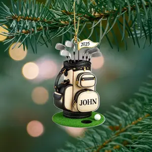 Personalized Golf Bag 2D Flat Ornament, Custom Name Golf Lover Christmas Keepsake, Golf Dad Xmas Gift Idea, Pro Golfer Holiday Ornament, Unique Golf Club Decoration 2025
