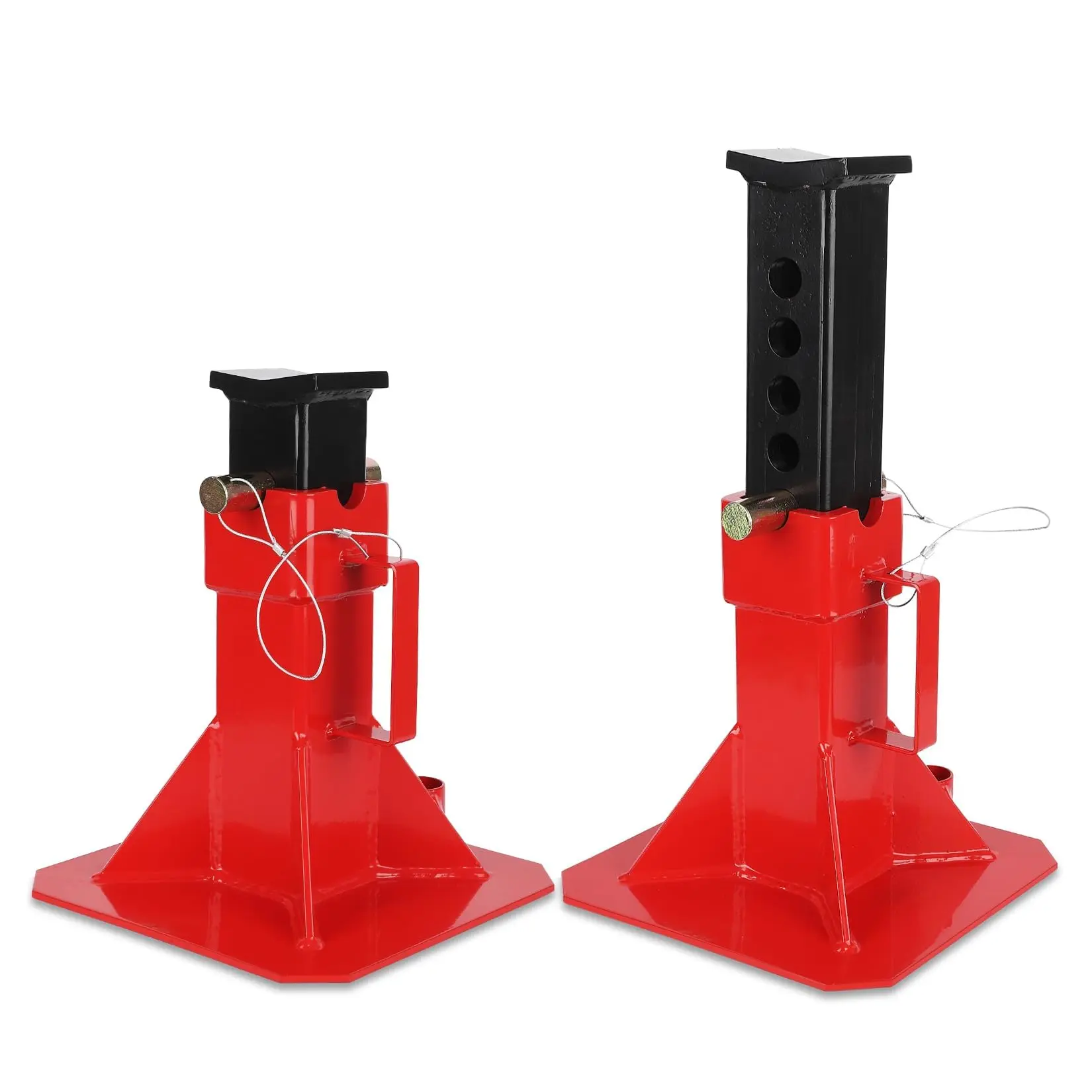 V-Head Pipe Jack Stands (1-Pair Heavy-Duty Auto Repair Tool), Lockable Steel-Free Durable Design, 22T (44000 lb) Capacity, Height-Adjustable for Trucks/Trailers, Foldable Portable for DIY Enthusiasts, Height Adjust