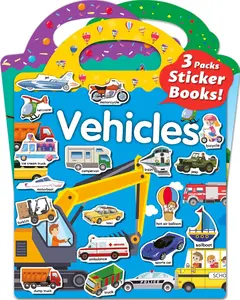 Reusable Sticker Book for Toddlers 2-4 Years, 3 Sets Stickers for Kids, Toddler Sticker Book Ages 1-3, 111 Pcs Toddler Craft Activities, Toddler Travel Toys Ages 2+ Boy Girl Birthday Gifts