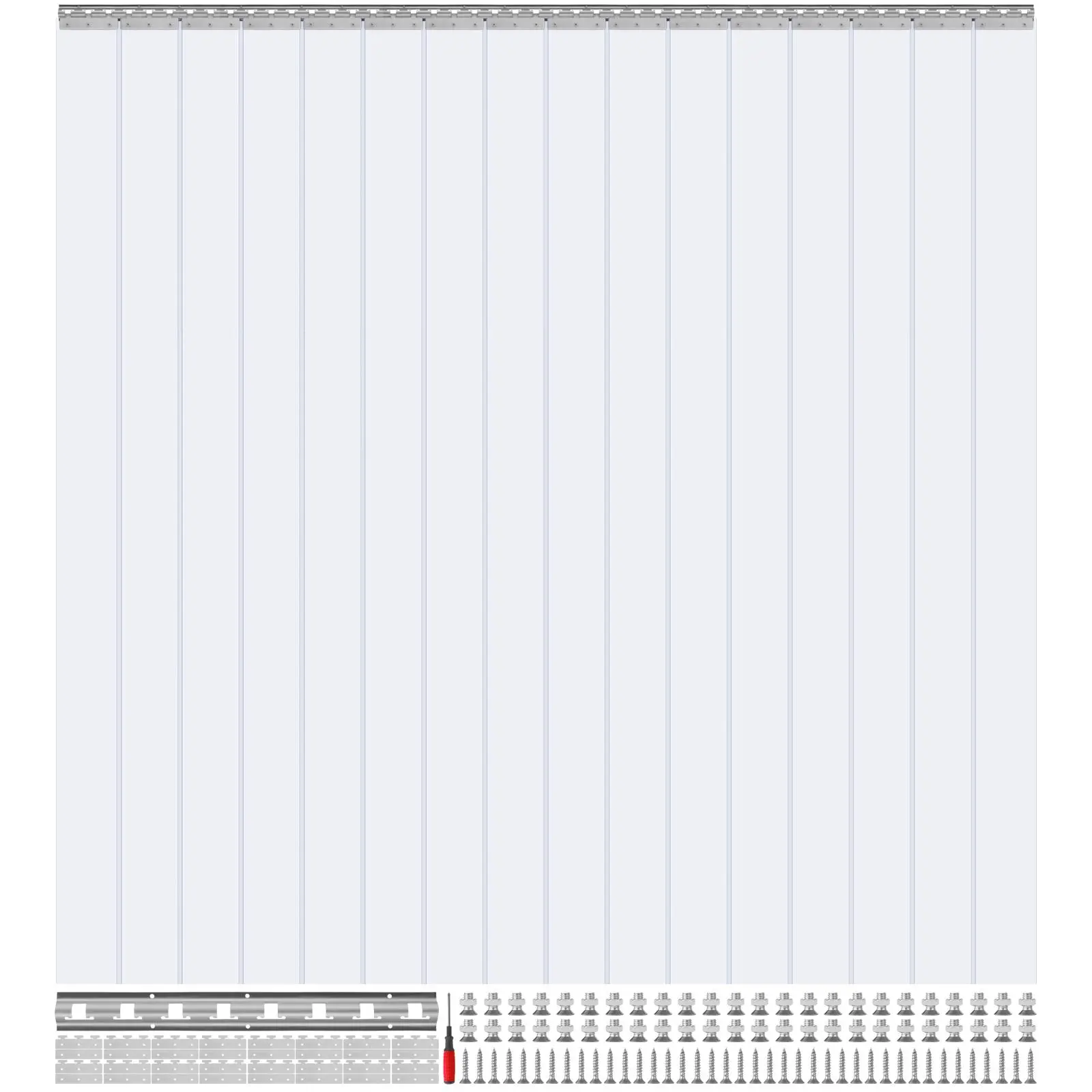 【summerfinds】VEVOR Strip Curtain 16PCS, 96" Height, 96" Width, 0.08" Thickness, Clear Smooth Plastic Door Strips with 50% Overlap, PVC Strip Door Curtain Freezer Curtain for Warehouses, Walk in Freezers, Coolers