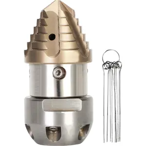 3/8 NPT Sewer Jetter Nozzle, 3/8 NPT Sewer Jetter Rotating Nozzle for 70 L/min Pressure Washer, 360 Degree, Stainless, for Municipal Drain Pipe, 2-Year US Warranty
