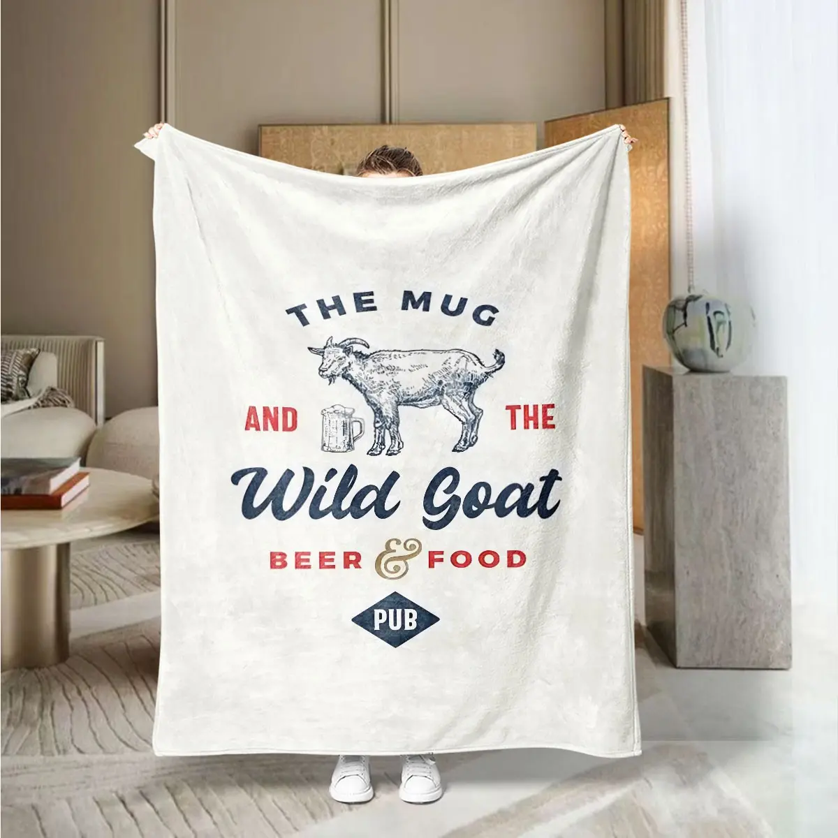 Classic Goat Print Blanket, Soft Comfortable Small Throw, Suitable for Office, Bedroom, Sofa, Outdoor, Multi-Use Gift