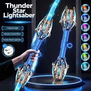 Handsome Warrior Weapon  Double-edged Lightsaber, Flashing Glow Sticks Color Lighting Special Effects Music Boy Toy, Super Cool Birthday Gifts For Boys and GIrls