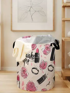 Rose Print Laundry Basket with Handle, Durable Foldable Clothes Storage Bin, Large Capacity Toy Organizer for Home Use, Laundry Hamper