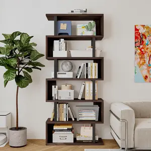 Versatile Geometric Bookshelf Collection: Choose from 4-Tier 5-Tier 6-Tier S-Shaped Industrial Style Storage & Display Shelves for Your Living Room, Bedroom, or Office - Deals For You Days Modern Open Bookcase Ladder Bookcase