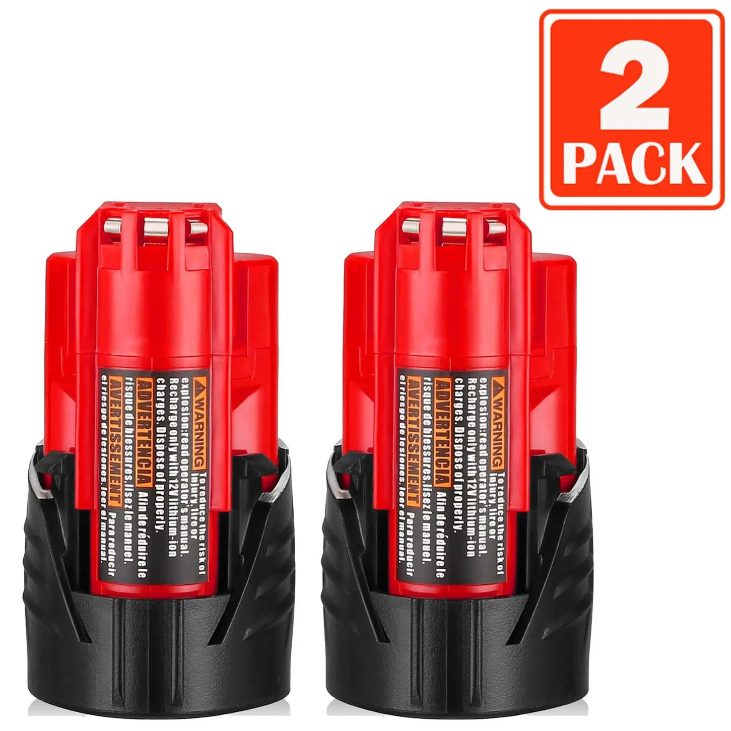 MADOT (2-Pack) 12V 3.0Ah Lithium Replacement Batteries - long-lasting Compatible With Milwaukee M12 Cordless Power Tools & Heated Jacket, 48-11-2420 48-11-2440 48-11-2402 48-11-2411 Series