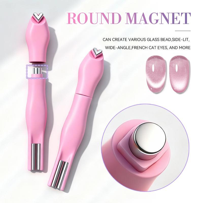 3 in 1 Nail Magnet Tool  Pink/Blue, Upgraded Nail Magnet Pens, Multi-Function Magnet Stick 3D Magnetic Cat Eye Gel Polish Nail Art, Christmas gifts,for Salon, Studio or Home
