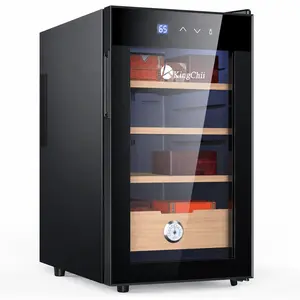 KingChii 48L electronically controlled storage cabinet, featuring temperature control, Spanish cedarwood shelves, three-tier household storage, and large capacity