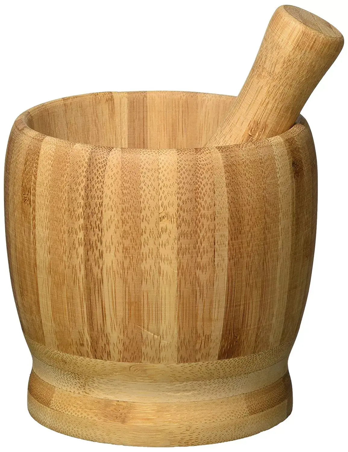Handmade Wooden Bamboo Mortar And Pestle, 4 Inches Diameter Kitchen Utensils Kitchen Utensils
