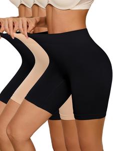 3 pack women's high waist shapewear shorts, no-show athletic safety shorts for all seasons, slim-fit design with moderate thickness