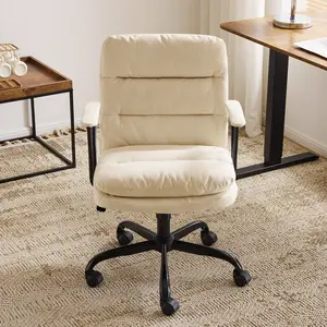 VINGLI Adjustable rotating indoor leisure chair with armrests, seating chair, office chair, with soft cotton and linen seat cushion, designed for comfort, suitable for people who work or study for long periods