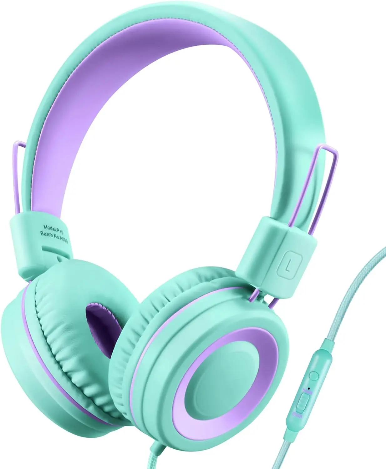 P10  Headphones with Microphone Stereo Headphones for  Boys Girls,Adjustable 85dB/94dB Volume Control Foldable On-Ear Headphone with Microphone for School/PC/Cellphone(Green)
