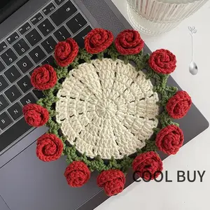 COOLBUY Mother's Day Home Gift – Handmade Crochet Flower Coasters & Pot Set, Elegant Table Decor for Mom